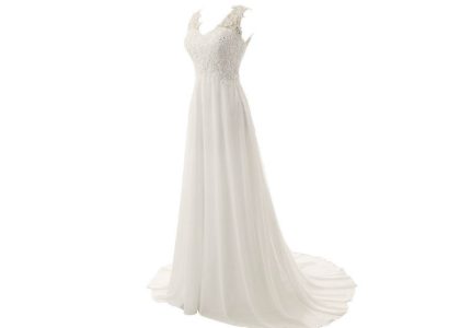 Elegant v-neck full length dress profile side