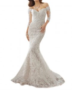 Mermaid wedding Ivory-half Sleeve