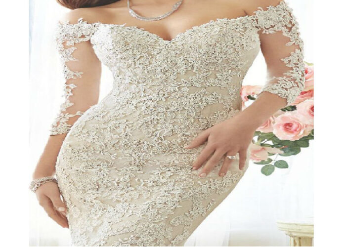 Mermaid wedding Light Champagne-half Sleeve Bust