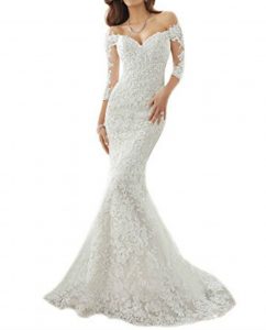 Mermaid wedding White-half Sleeve