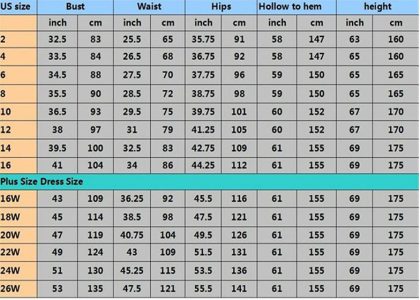 Mermaid wedding Light Champagne-half Sleeve Bust chart