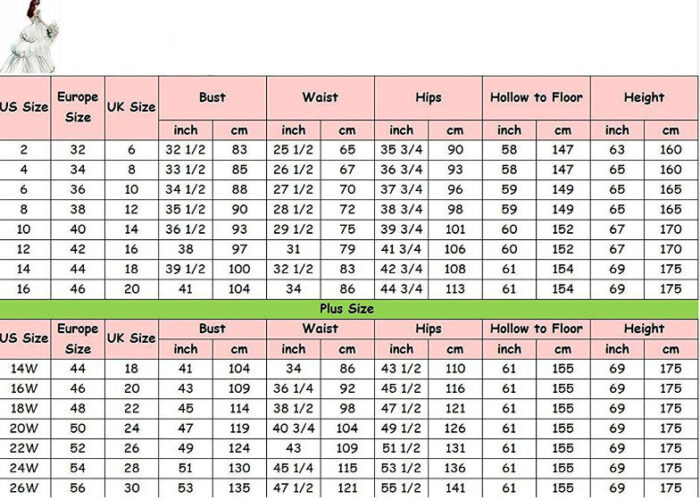 Tulle Bridal Dresses Mermaid Wedding Dress Chart