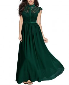 Wide Lace Dresses Chiffon Dress Green