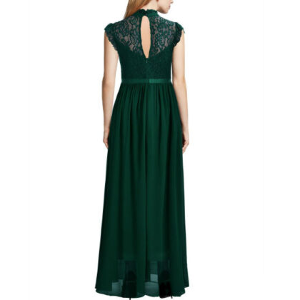 Wide Lace Dresses Chiffon Dress Green back