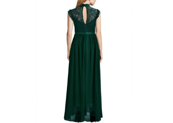 Wide Lace Dresses Chiffon Dress Green back