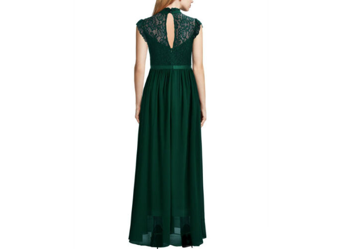 Wide Lace Dresses Chiffon Dress Green back