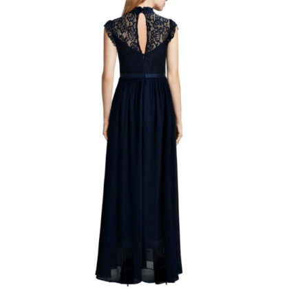 Wide Lace Dresses Chiffon Dress blue back