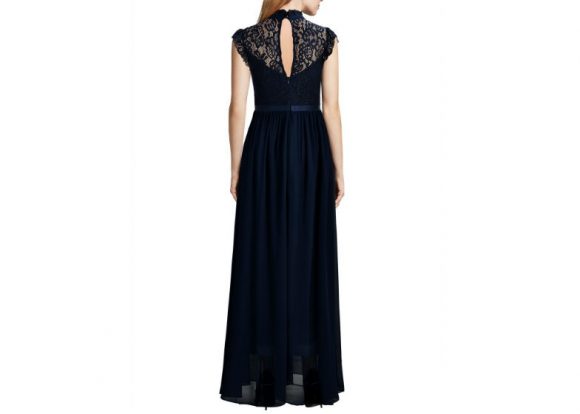 Wide Lace Dresses Chiffon Dress blue back