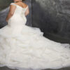Womens Beaded Cap Sleeves Pleats Mermaid Wedding Dresses back