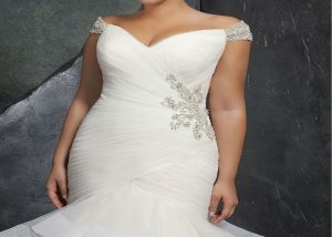 Beaded Cap Sleeves Pleats Mermaid Wedding Dresses