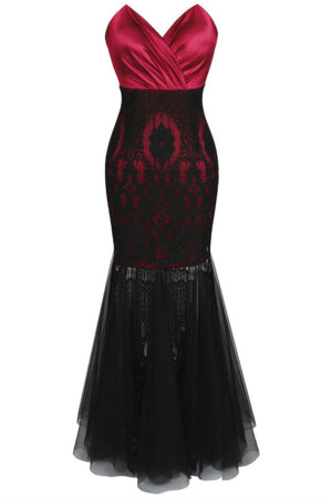 Black red ceremonia dress