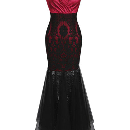 Black red ceremonia dress
