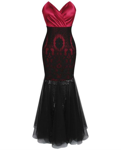Black red ceremonia dress