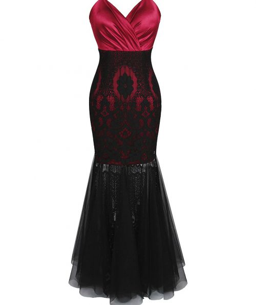 Black red ceremonia dress