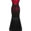 Black red ceremonia dress back