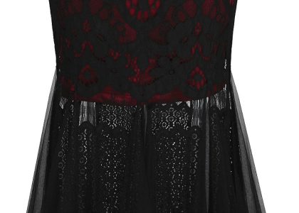 Black red ceremonia dress down legs