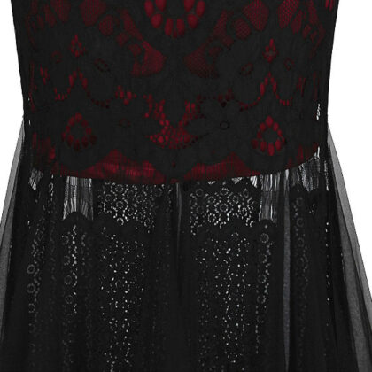 Black red ceremonia dress down legs