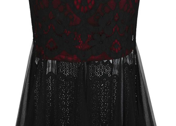 Black red ceremonia dress down legs