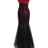 Black red ceremonia dress side