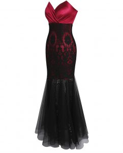 Black red ceremonia dress side