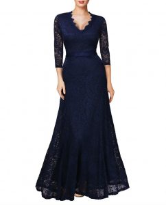 Elegant Long Dress Lace Cocktail Long Vintage Woman Evening Dress