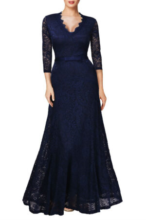 Elegant Long Dress Lace Cocktail Long Vintage Woman Evening Dress