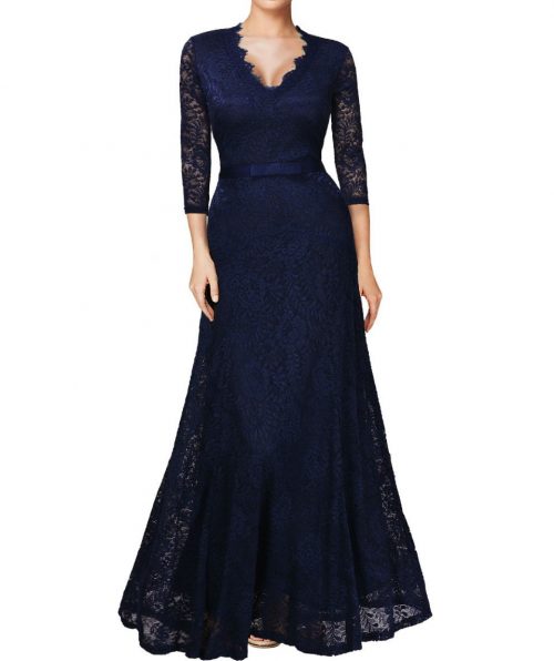 Elegant Long Dress Lace Cocktail Long Vintage Woman Evening Dress