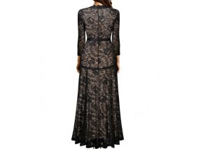 Elegant Long Dress Lace Cocktail Long Vintage Woman Evening Dress Black Back