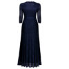 Elegant Long Dress Lace Cocktail Long Vintage Woman Evening Dress blue back