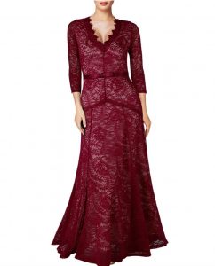 Elegant Long Dress Lace Cocktail Long Vintage Woman Evening Dress red