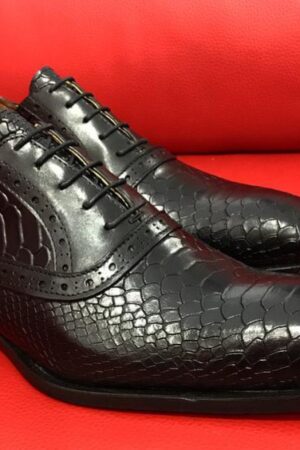 Formal zone semi croco design laces shoes