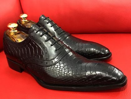 Formal zone semi croco design laces shoes