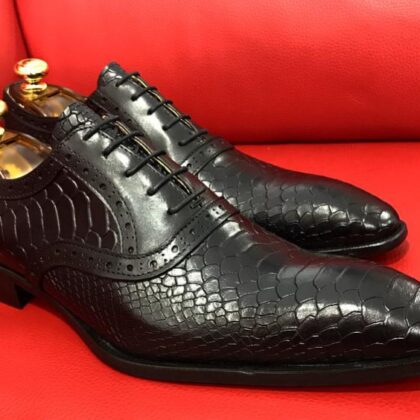 Formal zone semi croco design laces shoes