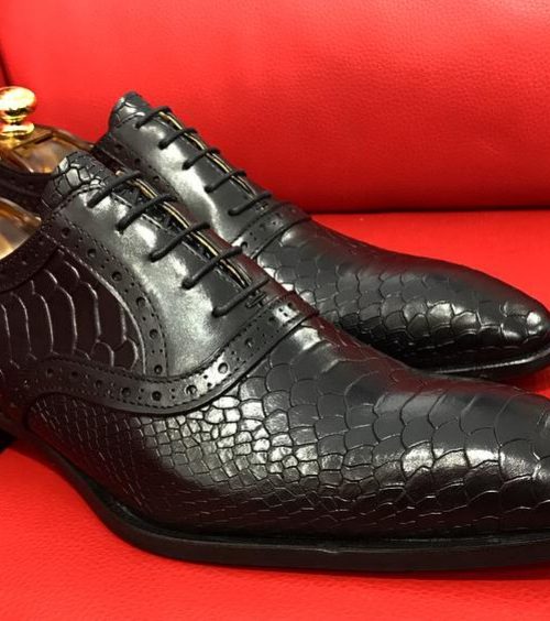 Formal zone semi croco design laces shoes