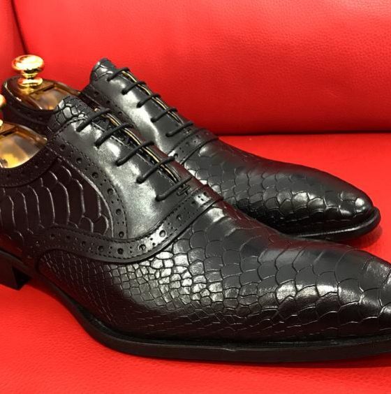 Formal zone semi croco design laces shoes