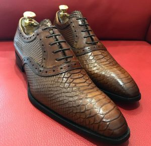 Formal zone semi croco design laces shoes Brown