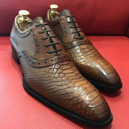 Formal zone semi croco design laces shoes Brown
