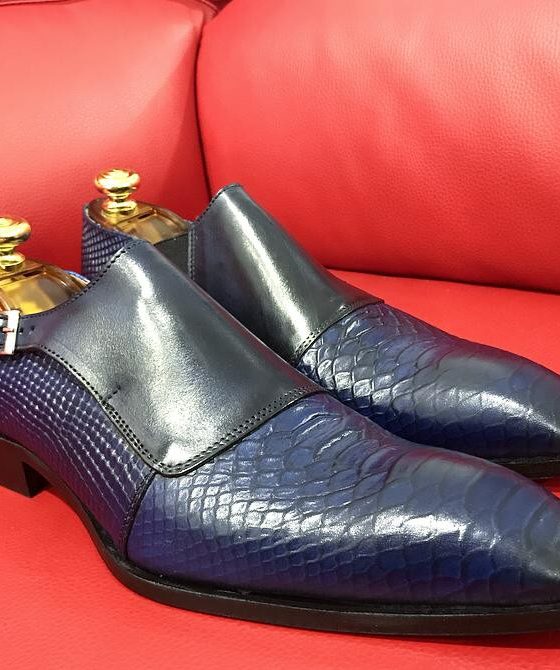 Formal zone semi croco shoes wiht buckle