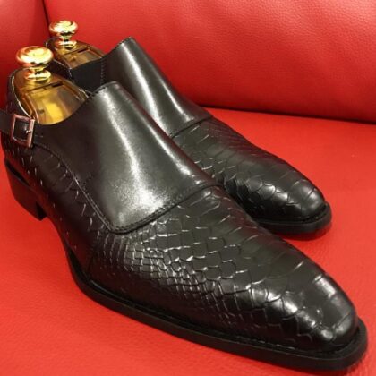 Formal zone semi croco shoes wiht buckle Black