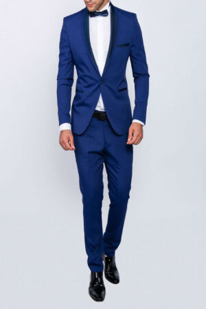 Slim fit men smoking in blue