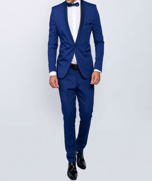 Slim fit men smoking in blue