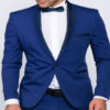 Slim fit men smoking in blu half