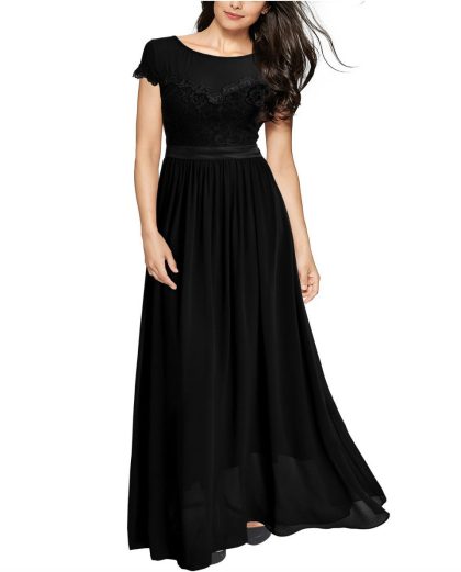 Vintage Cocktail Dresses Lace Long Women Dress Black