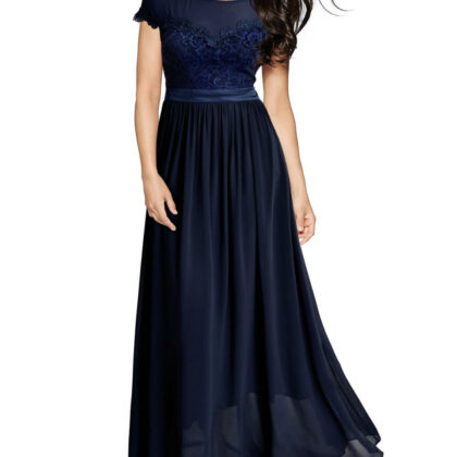 Vintage Cocktail Dresses Lace Long Women Dress Blue