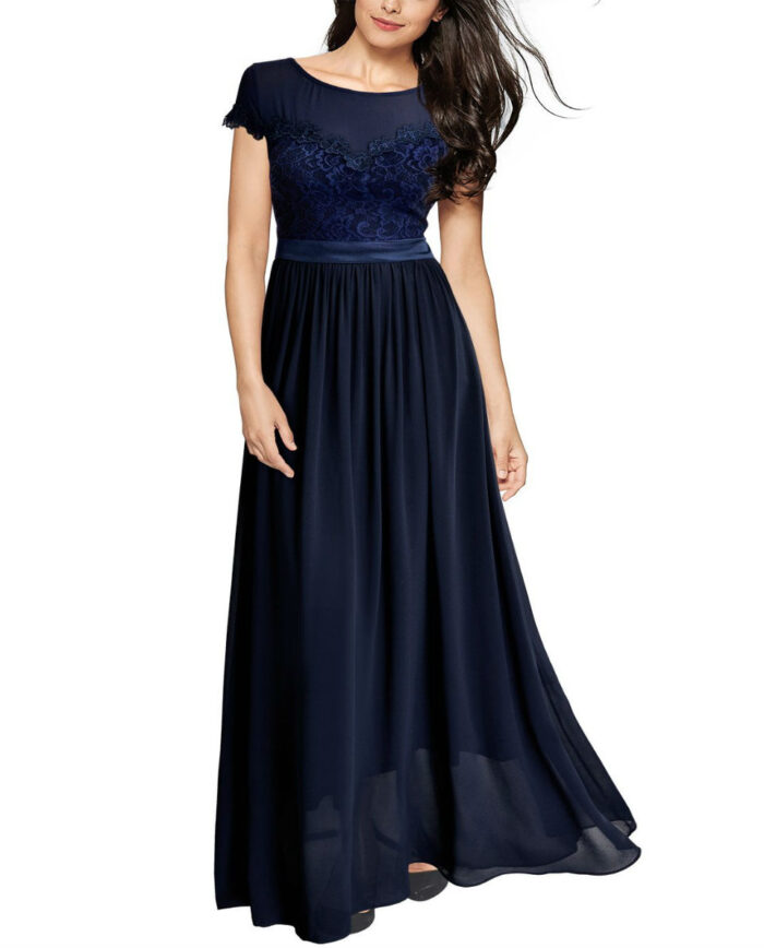 Vintage Cocktail Dresses Lace Long Women Dress Blue
