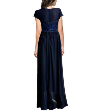 Vintage Cocktail Dresses Lace Long Women Dress Blue back