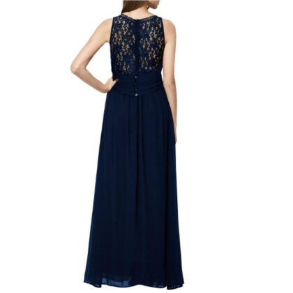 Vintage Cocktail Dresses Lace Long Women Dress short sleeve Blue back