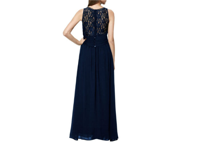 Vintage Cocktail Dresses Lace Long Women Dress short sleeve Blue back