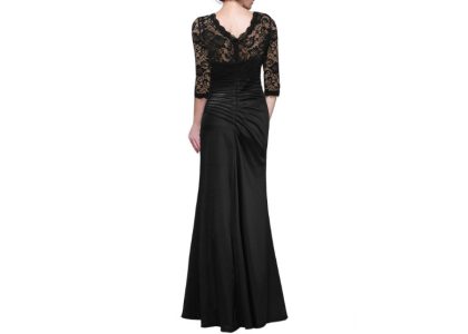 Vintage Woman Long Maxi Evening Dress Black Back
