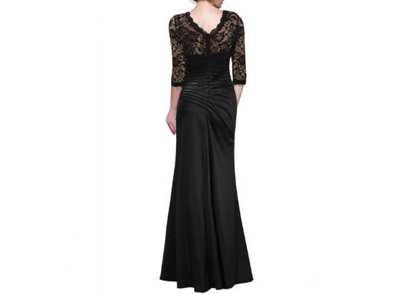 Vintage Woman Long Maxi Evening Dress Black Back